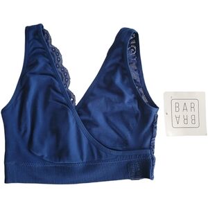 BRABAR Hug Lace Back Bralette Size 28-32 C-DDD Navy Peony